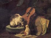 Henriette Ronner, Cat,book and fiddle